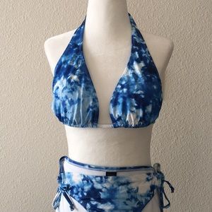 Blue tie dye print bikini